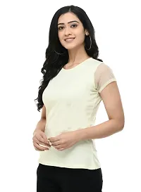 Fashionable Yellow Cotton Blend Solid Top For Women-thumb1