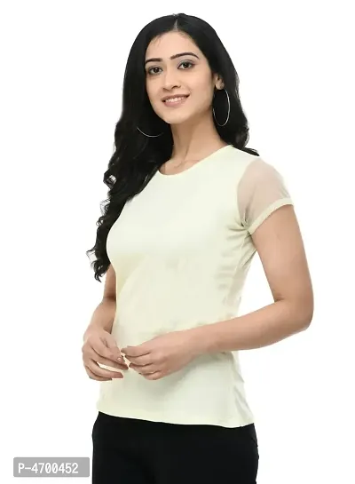 Fashionable Yellow Cotton Blend Solid Top For Women-thumb2
