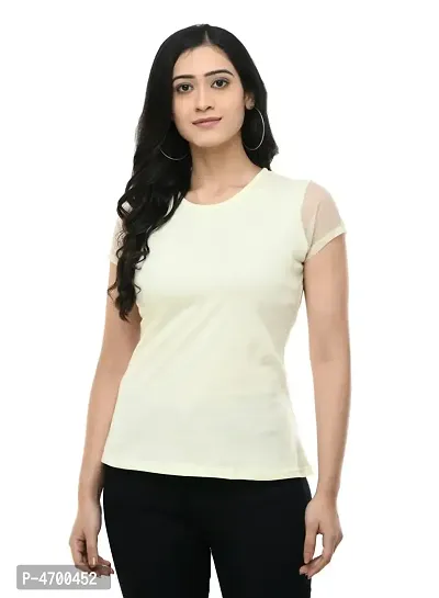 Fashionable Yellow Cotton Blend Solid Top For Women-thumb0