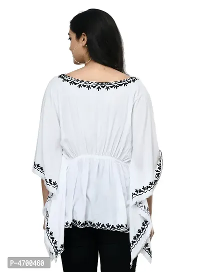 Fashionable White Rayon Embroidered Top For Women-thumb3
