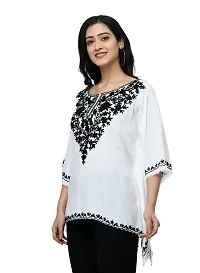 Fashionable White Rayon Embroidered Top For Women-thumb1