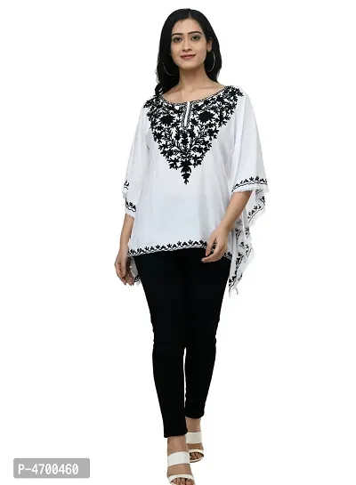 Fashionable White Rayon Embroidered Top For Women-thumb5