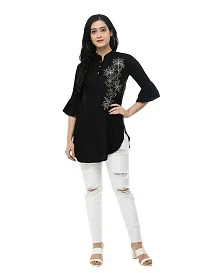 Fashionable Black Cotton Embroidered Top For Women-thumb4