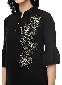 Fashionable Black Cotton Embroidered Top For Women-thumb3