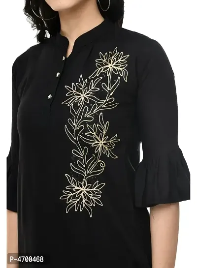 Fashionable Black Cotton Embroidered Top For Women-thumb4