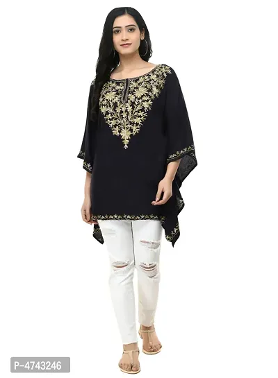 Black Embroidered Rayon Top For Women's and Girl's-thumb5