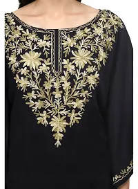 Black Embroidered Rayon Top For Women's and Girl's-thumb3