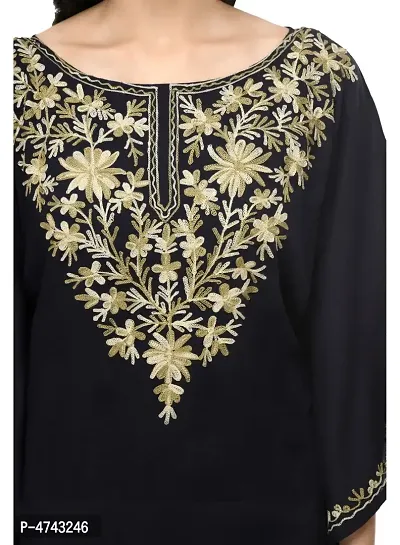 Black Embroidered Rayon Top For Women's and Girl's-thumb4