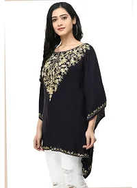 Black Embroidered Rayon Top For Women's and Girl's-thumb1