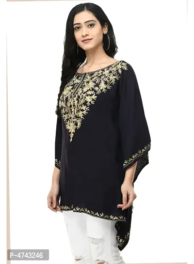 Black Embroidered Rayon Top For Women's and Girl's-thumb2