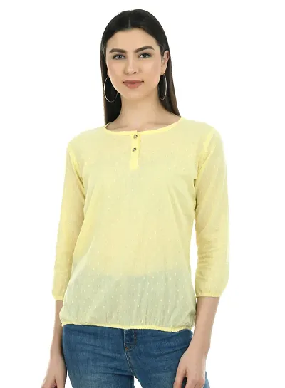 Solid Cotton Full Sleeve Top for Women