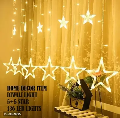 DECOR WORLD 8 Feet 12 Stars Curtain Light ndash; 8 Flashing Modes Star Lights for Home Decoration | Star Curtain Led Light for Kids Room | for Diwali Decoration,Christmas Decoration,Pooja Room Decoration-thumb0