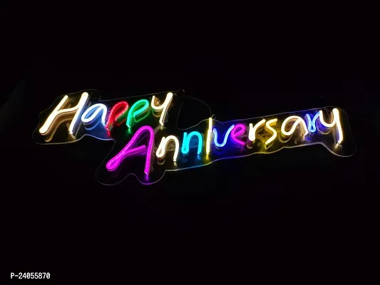 Happy Anniversary Neon Light for party decorations in Room I Garden I Pool I Roof I Hall I Private Party and many more Places (Color: Multicolor) 24x12 inch