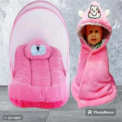 Baby Mosquito Net With Baby Wrap ( Blanket ) Pink-thumb0
