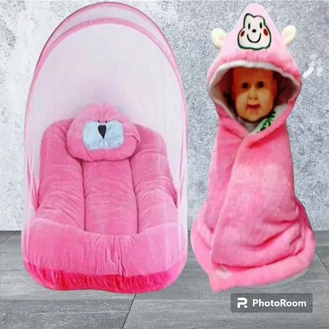 Baby Mosquito Net With Baby Wrap ( Blanket ) Pink