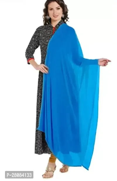 Elite Blue Crepe Solid Dupatta For Women-thumb0