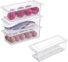 ASPENX Food Storage Container with Removable Drain Plate and Lid Fridge Storage Box Stackable Plastic Freezer Storage Containers To Keep Fresh for Meat, Fruits etc.(1500 Ml, Pack of 2))-thumb4