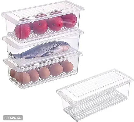 ASPENX Food Storage Container with Removable Drain Plate and Lid Fridge Storage Box Stackable Plastic Freezer Storage Containers To Keep Fresh for Meat, Fruits etc.(1500 Ml, Pack of 2))-thumb5