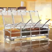 ASPENX Crystal Seasoning Acrylic Box Pepper Salt Spice Rack Plastic 4 Box with Spoons Kitchen See Through Storage Containers Cooking Tools-thumb4