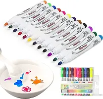 ASPENX 12pcs Colorful Magical Water Painting Pen,Doodle Water Floating Pen,Writing Mat Pen with Ceramic Spoon,Water Painting Whiteboard Pen for Artist,Sketch Markers Student use (Multicolor)-thumb1