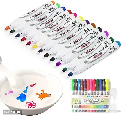 ASPENX 12pcs Colorful Magical Water Painting Pen,Doodle Water Floating Pen,Writing Mat Pen with Ceramic Spoon,Water Painting Whiteboard Pen for Artist,Sketch Markers Student use (Multicolor)-thumb2