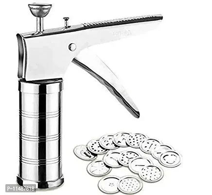 ASPENX Stainless Steel Kitchen Press with 15 Different Types of Jalies, Murukku Maker/Bhujiya Maker/Cookies/Namkeen/Noodles/Chakari Maker/Sev Maker/Farsan Maker/Gathiya Maker(Pack of 1)-thumb0