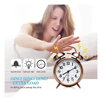 ASPENX Twin Bell Vintage Look Table Alarm Clock with Night LED Display Alarm Clock for Student for Kids Bedroom (Copper)-thumb2