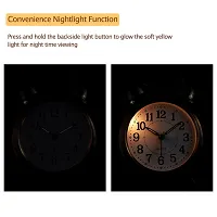 ASPENX Twin Bell Vintage Look Table Alarm Clock with Night LED Display Alarm Clock for Student for Kids Bedroom (Copper)-thumb4