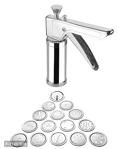 ASPENX Stainless Steel Kitchen Press with 15 Different Types of Jalies, Murukku Maker/Bhujiya Maker/Cookies/Namkeen/Noodles/Chakari Maker/Sev Maker/Farsan Maker/Gathiya Maker(Pack of 1)-thumb5