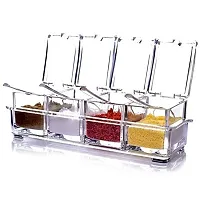 ASPENX Crystal Seasoning Acrylic Box Pepper Salt Spice Rack Plastic 4 Box with Spoons Kitchen See Through Storage Containers Cooking Tools-thumb3