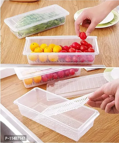 ASPENX Food Storage Container with Removable Drain Plate and Lid Fridge Storage Box Stackable Plastic Freezer Storage Containers To Keep Fresh for Meat, Fruits etc.(1500 Ml, Pack of 2))-thumb4