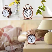 ASPENX Twin Bell Vintage Look Table Alarm Clock with Night LED Display Alarm Clock for Student for Kids Bedroom (Copper)-thumb1