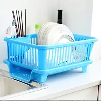 ASPENX 3 in 1 Large Durable Sink Plastic Dish Rack Utensil Drainer Drying Basket for Kitchen with draining Tray After wash Tool Cutlery Fork Organizer (Multi-Color)-thumb3