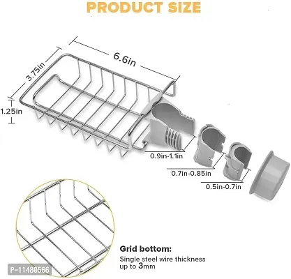 ASPENX Stainless Steel Sink Caddy Organizer,Tap Organiser Clip Storage Rack Practical Home Kitchen Faucet Shelf Snap-on Faucet Rack Drain Rack with Towel Holder for Soap, Sponges Set of 1-thumb4