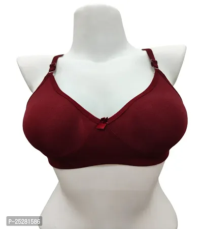 Stylish Maroon Cotton Blend Solid Bras For Women