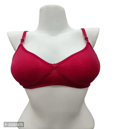 Stylish Peach Cotton Blend Solid Bras For Women
