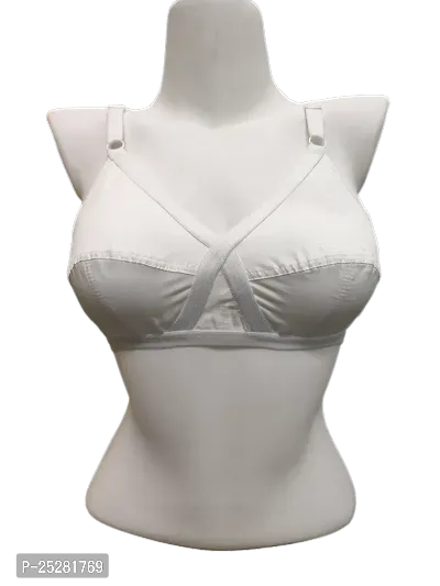 Stylish White Cotton Blend Solid Bras For Women