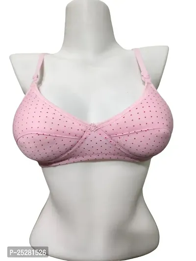 Stylish Pink Cotton Blend Printed Bras For Women
