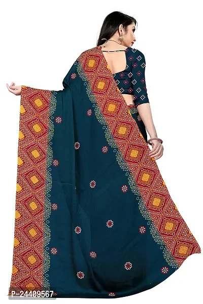 Dream Style Women's Moss Silk Bandhani Printed Saree With Blouse Piece-thumb4