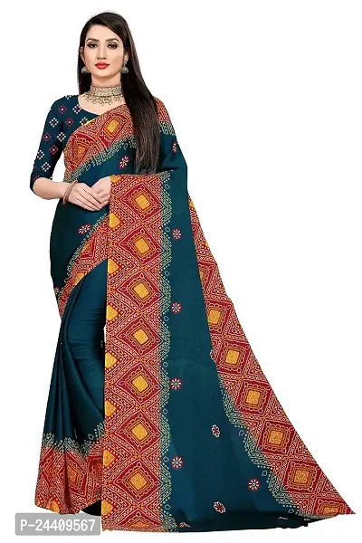 Dream Style Women's Moss Silk Bandhani Printed Saree With Blouse Piece-thumb0