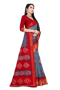 Dream Style Women's Bandhani PrintedCotton Linen Blend Saree With Blouse-thumb2