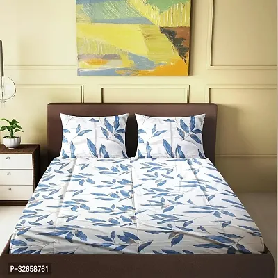 Utility Home Bedsheet for Double Bed with 2 Pillow Covers  160 TC Glace Cotton  Wrinkle Free  Good for Indian Climate  Size 228 cm by 228 cm Or 7.5 Ft by 7.5 Ft