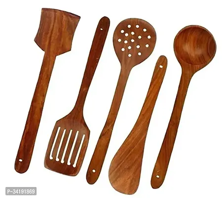 Trendy Wooden Kitchen Cooking Spoons Set Of 5-thumb2