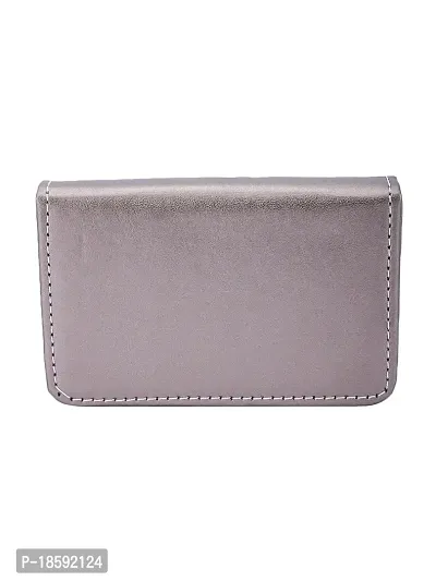 Designer Grey Artificial Leather Textured Card Holder For Men-thumb2