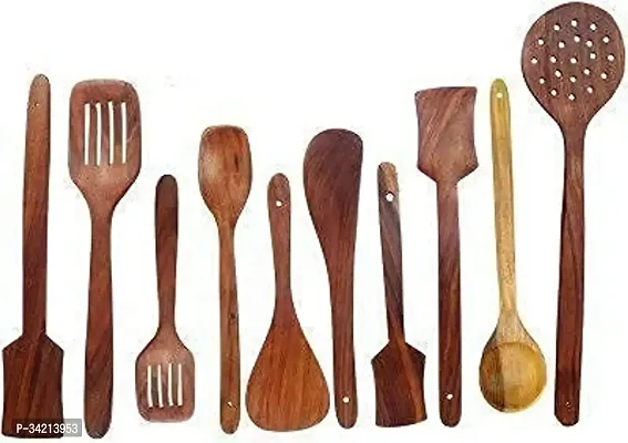 Wooden Handmade Non Stick Serving Spoon Set Set Of 10-thumb0