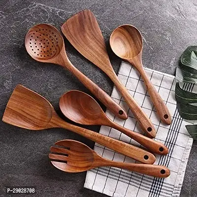 Set Of 6 Handmade Wooden Non Stick Serving And Cooking Spoon Kitchen Tools Utensil