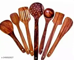 Useful Wooden Handmade Spoons And Spatulas For Cooking And Serving- 7 Pieces-thumb1