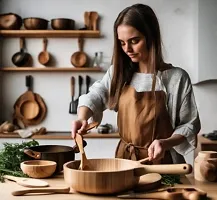 Set Of 5 Inches Wooden Non Stick Spatulas Ladles Mixing And Turning Handmade Wooden Serving And Cooking Spoon Kitchen-thumb3