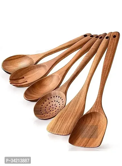 Wooden Cooking Utensil Set Non-Stick Pan Kitchen Tool Wooden Cooking Spoons , Set Of 6-thumb0