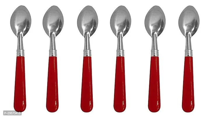 Trendy Stainless Steel Spoon Set 6 Half Steel Half Plastic Assorted Color-thumb0